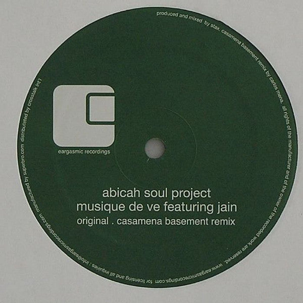 Abicah Soul Project Featuring Jain (2) : Musique De Ve (12")