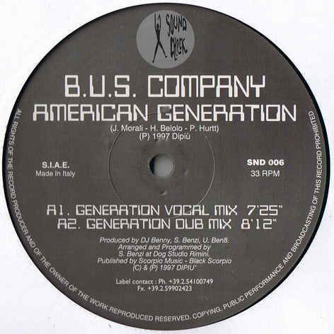 B.U.S. Company : American Generation (12")