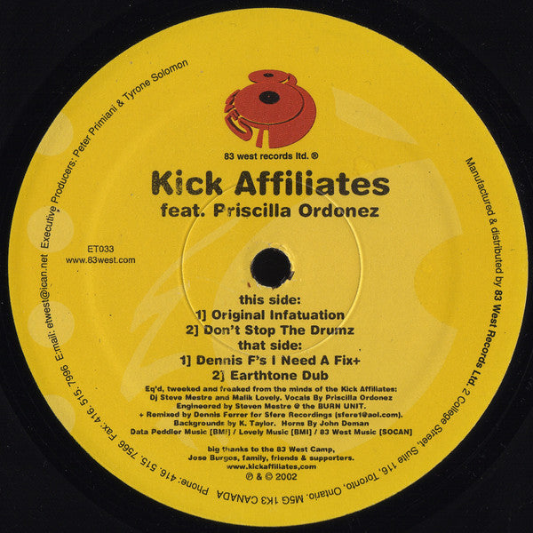 The Kick Affiliates Feat. Priscilla Ordonez : Don't Wanna Stop (12")