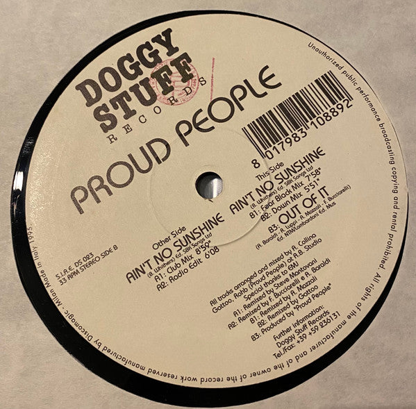 Proud People : Ain't No Sunshine / Out Of It (12")