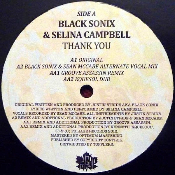 Black Sonix & Selina Campbell : Thank You (12")