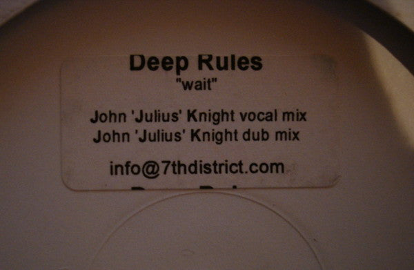 Deep Rules : Wait (Remixes) (12", W/Lbl)