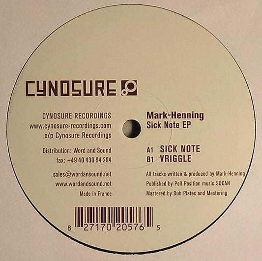Mark-Henning* : Sick Note EP (12", EP)