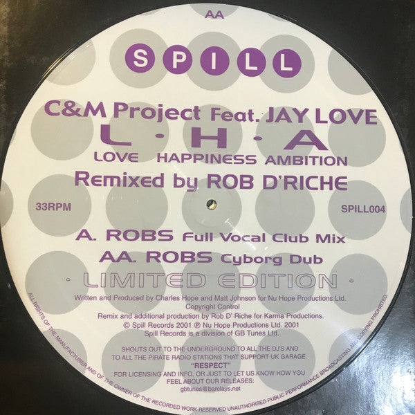 C&M Project Feat. Jay Love (3) : Love Happiness Ambition (12", Ltd, Pic)