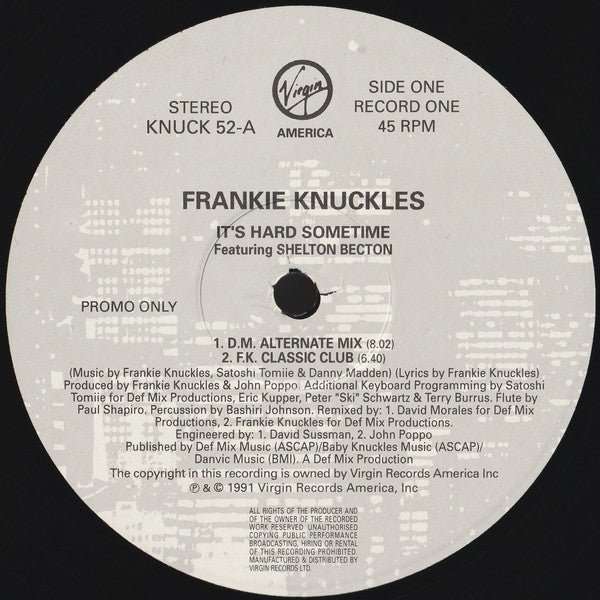 Frankie Knuckles Featuring Shelton Becton : It's Hard Sometime (2x12", Ltd, Promo, Gat)