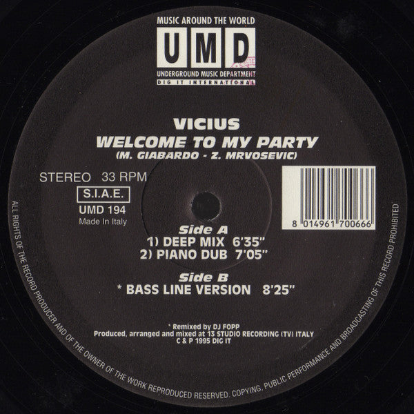 Vicius : Welcome To My Party (12")