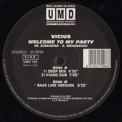 Vicius : Welcome To My Party (12")