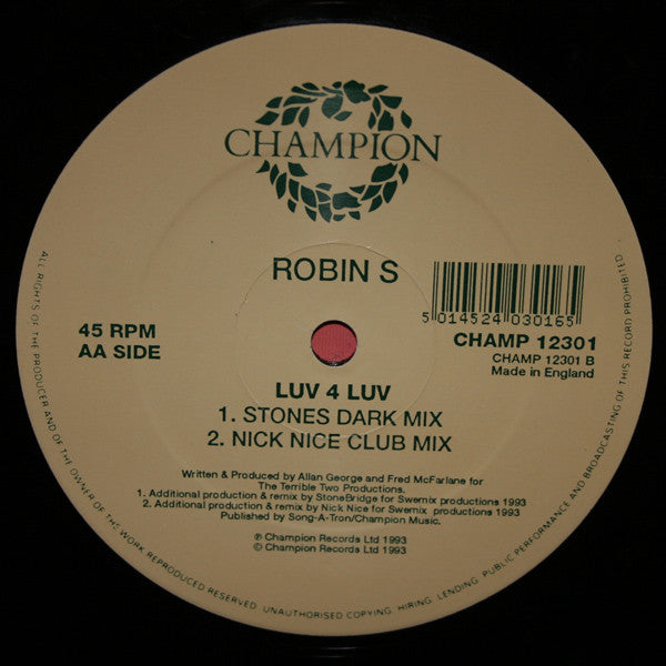 Robin S* : Luv 4 Luv (12", Single)