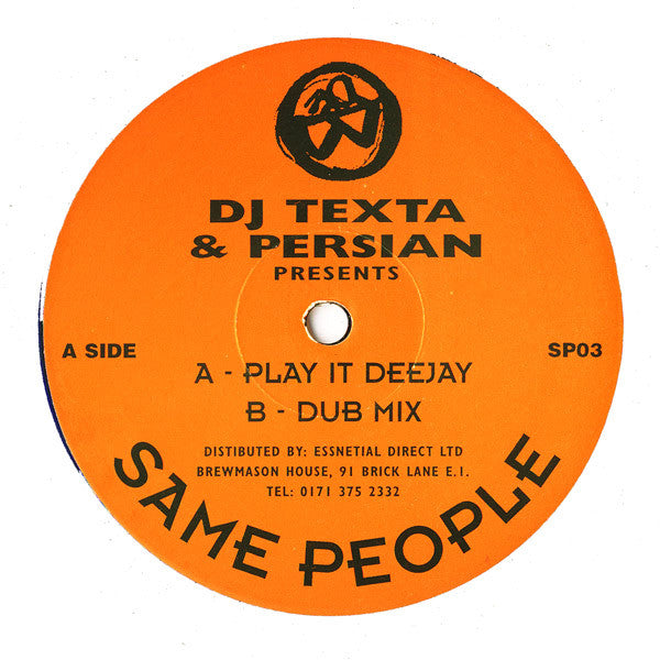 DJ Texta & Persian : Play It Deejay (12")