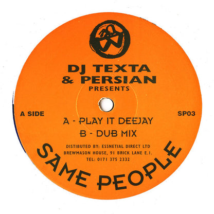 DJ Texta & Persian : Play It Deejay (12")