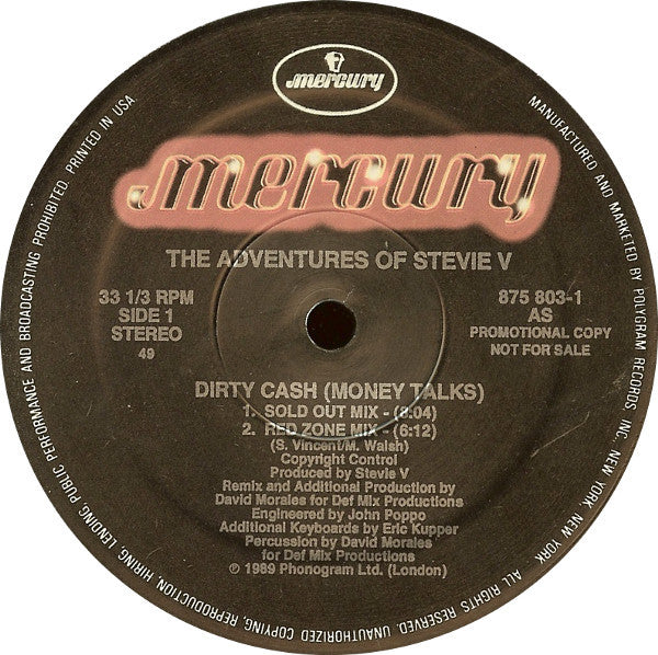The Adventures Of Stevie V* : Dirty Cash (Money Talks) (12", Promo)