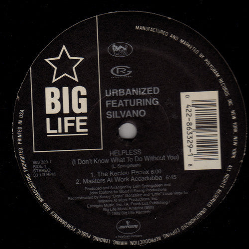 Urbanized Featuring Silvano : Helpless (I Don't Know What To Do Without You) (12")
