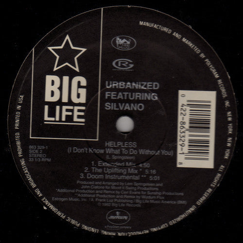 Urbanized Featuring Silvano : Helpless (I Don't Know What To Do Without You) (12")