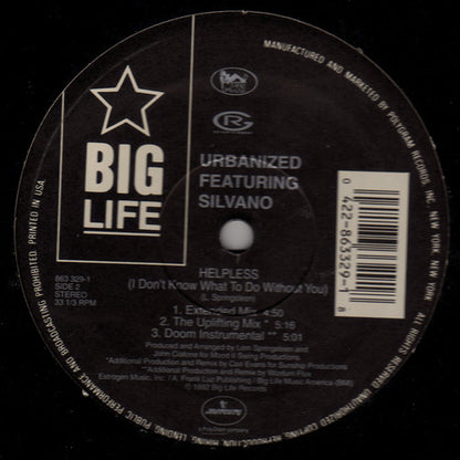 Urbanized Featuring Silvano : Helpless (I Don't Know What To Do Without You) (12")
