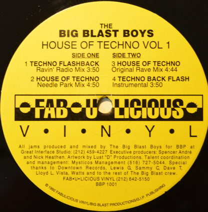 Big Blast Boys : House Of Techno Vol. 1 (12")