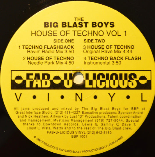 Big Blast Boys : House Of Techno Vol. 1 (12")