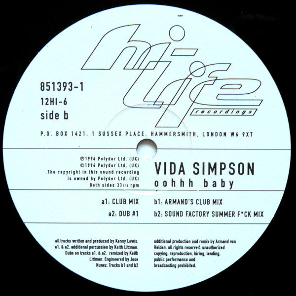 Vida Simpson* : Oohhh Baby (12")