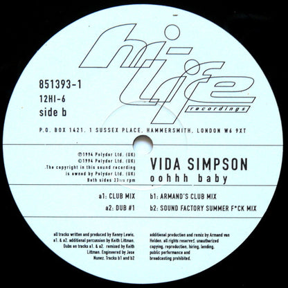 Vida Simpson* : Oohhh Baby (12")