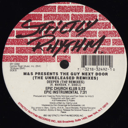 M&S Presents The Guy Next Door : Deeper (The Unreleased Remixes) (12")