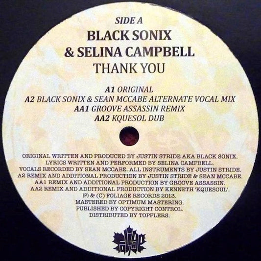 Black Sonix & Selina Campbell : Thank You (12")