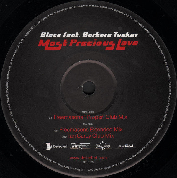 Blaze Feat. Barbara Tucker : Most Precious Love (12")