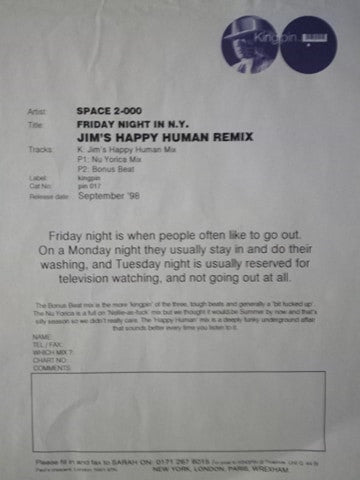 Space 2-000 : Friday Night In N.Y. (12")