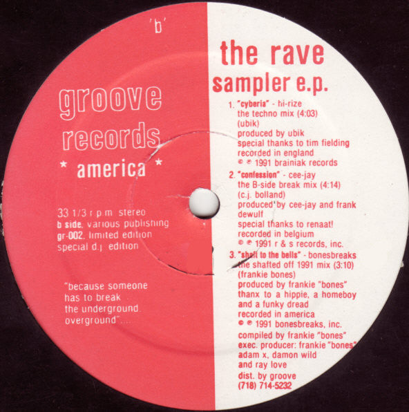 Various : The Rave Sampler E.P. - Underground Hits Volume 1 (LP, Ltd)