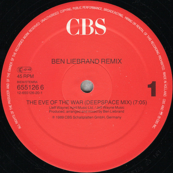 Ben Liebrand : The Eve Of The War (Ben Liebrand Remix)  (12", Maxi)