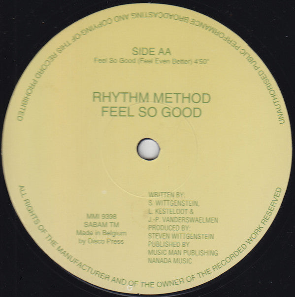 Rhythm Method (2) : Feel So Good (12")