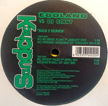 Egoland Vs. Dj Cinny : Back 2 Heaven (12")