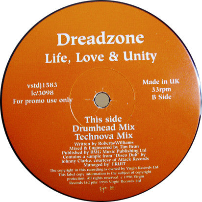 Dreadzone : Life, Love & Unity (12", Promo)