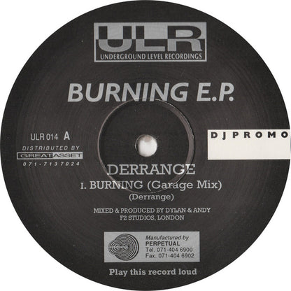 Derrange : Burning EP (12", EP, Promo, Mar)