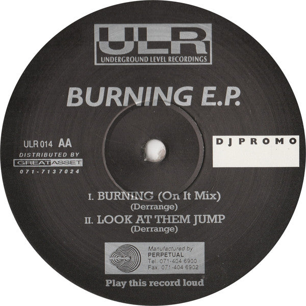 Derrange : Burning EP (12", EP, Promo, Mar)