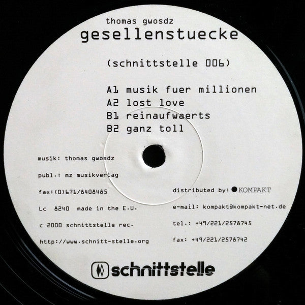 Thomas Gwosdz : Gesellenstücke (12")