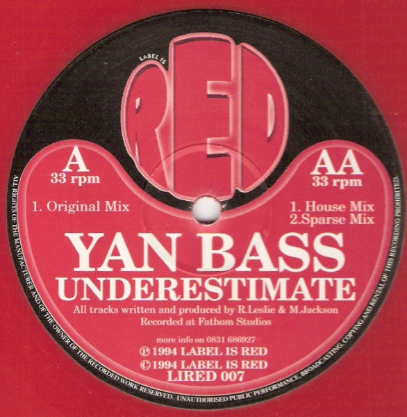 Yan Bass : Underestimate (12", Red)