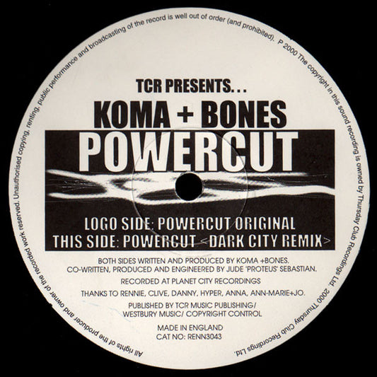 TCR (2) Presents Koma & Bones : Powercut (12")