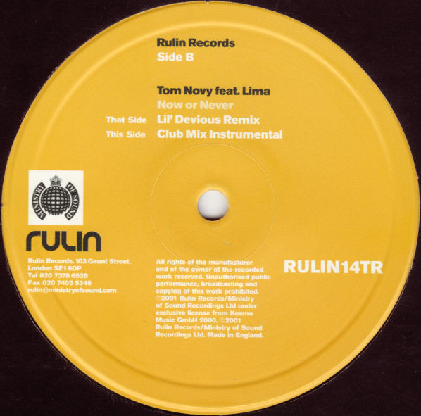 Tom Novy Feat. Lima : Now Or Never (12")